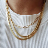 E.B.belle Stainless Steel 18K Gold Plated Short Herringbone Chain Choker Necklaces For Women Minimalist Gold Chain Necklace