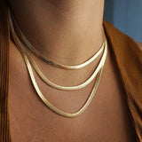 E.B.belle Stainless Steel 18K Gold Plated Short Herringbone Chain Choker Necklaces For Women Minimalist Gold Chain Necklace