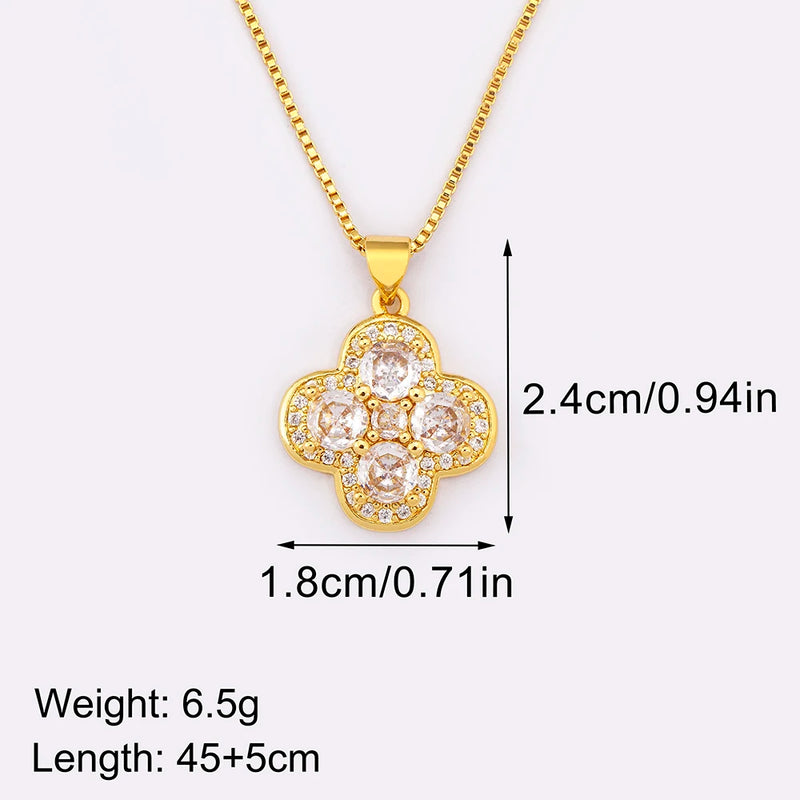 Nidin High Quality Flower Shape Sparkling Zircon Charm Pendant For Women Copper Necklace Jewelry Accessories Fashionable Gifts