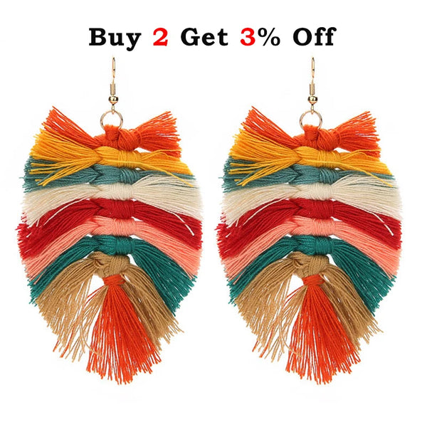 Bohemian Fringed Luxury Statement Tassel Earrings 2022 Boho Fashion Jewelry Women Long Drop Dangle Earrings Leaf Shape Earrings