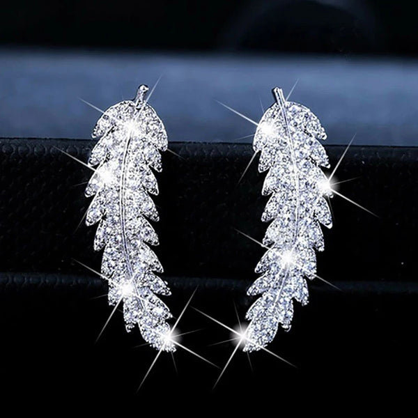 ZHOUYANG Stud Earrings For Women  Delicate Feather & Leaf Shaped Gold Color-Colour Party Daily GiftFashion Jewelry KAE060