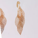 GRACE JUN Korea Style Gold Color  Copper Material Leaf Shape Clip on Earrings Without Pierced Elegant Cuff Ear Clip Anti-allergy