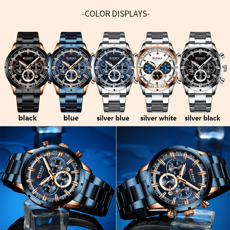 Reloj masculino CURREN, relojes de moda para hombre, marca superior, reloj de pulsera de lujo, reloj de cuarzo, reloj para hombre, cronógrafo resistente al agua