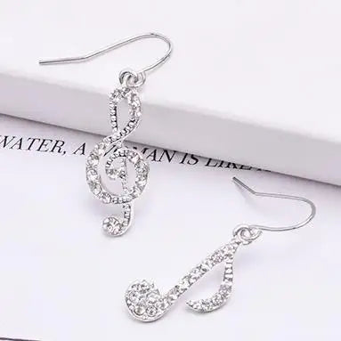 Musical note temperament female earrings asymmetric earrings student earrings shine  music jewelry