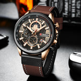 Reloj CURREN para hombre, deportivo, de lujo, cronógrafo, militar, de cuero genuino, resistente al agua, reloj de pulsera para hombre, reloj masculino