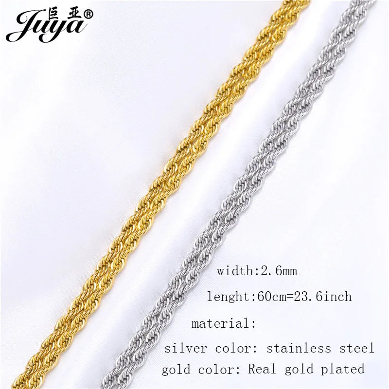 10PCS 60cm Stainless Steel Chains + 25/30mm Blank Pendant Cabochon Base Trays For DIY Handmade Necklaces Fashion Jewelry Finding