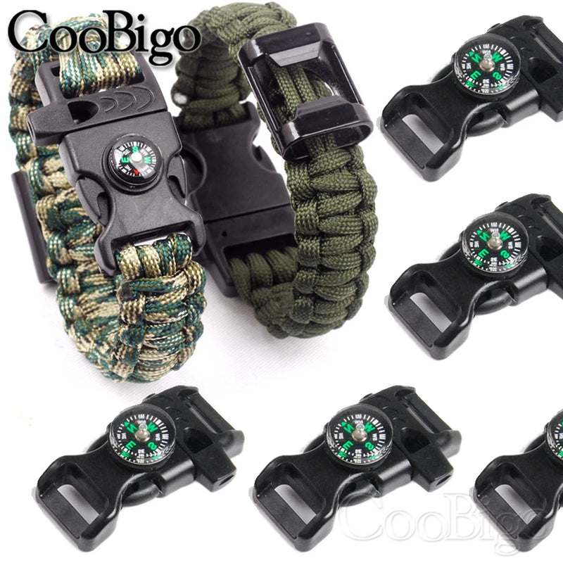 10pcs Paracord Bracelet Buckle Whistle Compass Fasteners for Jewelry Making Wristband DIY Craft Accessories Adjustable 15mm 20mm