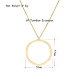 Simple Design Gold Color Big Circle Pendant Long Necklace  Women Fashion Gold Color Figur Medallion Pendant Long Necklace