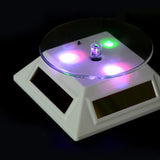 Newly LED Light Solar Jewelry Display Stand 360 Rotating Showcase Necklace Bracelet Watch Ring Show Turntable CLA88