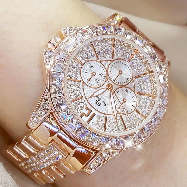 Women Watches Quartz Diamond Luxury Watch Fashion Top Brand Wristwatch Fashion Watch Ladies Crystal Jewelry Rose Gold Watch