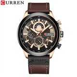 Reloj CURREN para hombre, deportivo, de lujo, cronógrafo, militar, de cuero genuino, resistente al agua, reloj de pulsera para hombre, reloj masculino