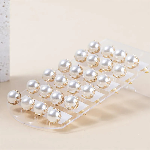 12pair/set Round Imitation Pearls Stud Earrings For Women Girls Earring Set Fashion Jewelry 7mm 9mm 11mm