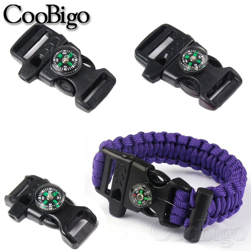 10pcs Paracord Bracelet Buckle Whistle Compass Fasteners for Jewelry Making Wristband DIY Craft Accessories Adjustable 15mm 20mm