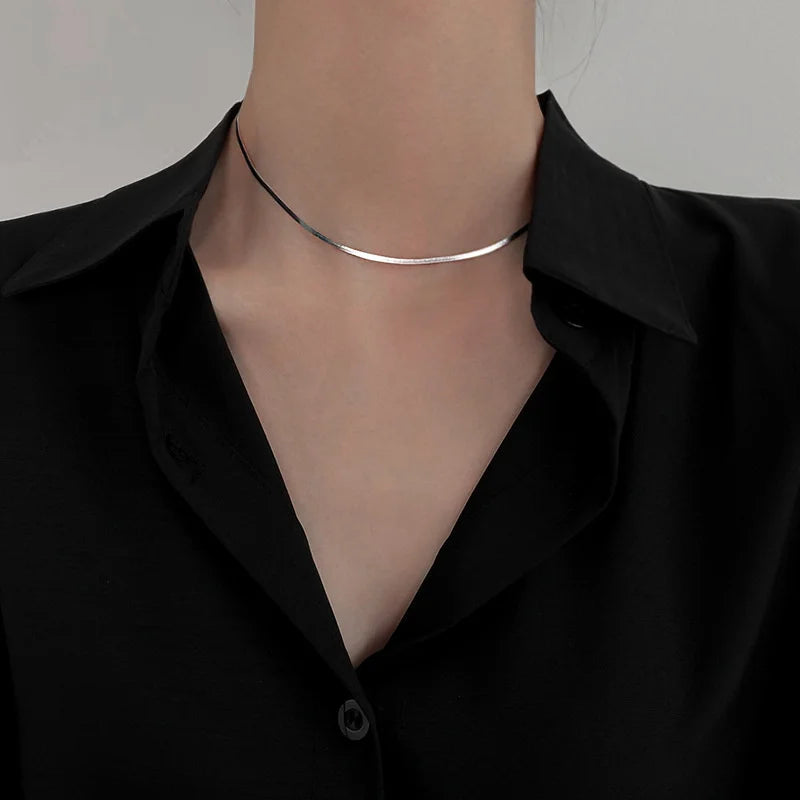 Hot Fashion Unisex Snake Chain Women Necklace Choker Stainless Steel Herringbone Gold Color Chain Necklace For Women Jewelry