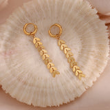 2022 Elegant Leaf Fringe Drop Earrings 18K Gold Plated Fishtail Shape Long Earrings for Women Ladies Daily Jewelry Accessories