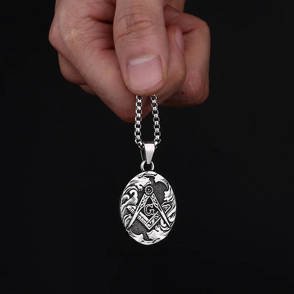 Freemason Masonic Stainless Steel Men Necklaces Pendants Chain Simple Punk for Boyfriend Male Jewelry Creativity Gift Wholesale