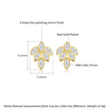 LUOTEEMI Leaf Shape Cubic Zirconia Stud Earrings For Women Marquise Cute CZ Stone Big Ear Stud Fashion Party Jewelry Girl Gift