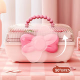 Portable Jewelry Storage Box for Bracelet Necklace Earring and Hairpin Supplies Cute Bow Multi-layer Jewelry Organizer