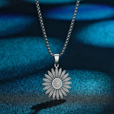 CHENGXUN Stainless Steel Gold Sunflower Pendant Necklace for Men Women Flower Daisy Floral Charm Chain Hip Hop Jewelry Gift