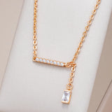 Kinel Luxury Square Natural Zircon Pendant Necklace for Women Trendy 585 Rose Gold Color High Quality Daily Fine Jewelry