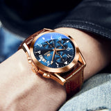 Relojes de lujo OLEVS para hombre, reloj de pulsera de cuarzo luminoso resistente al agua, reloj deportivo de cuero con fecha, reloj masculino de primera marca para hombre