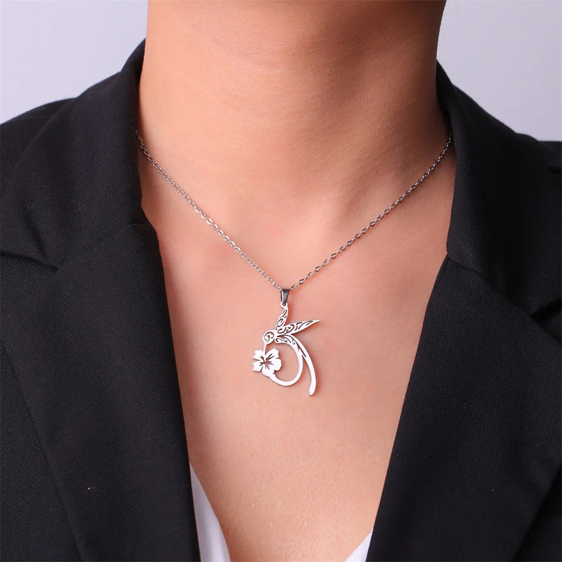 My Shape Hummingbird Flower Pendant Necklaces for Women Girls Bird Floral Stainless Steel Chain Choker Fashion Jewelry Gifts