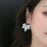 Huitan Bling Bling Leaf Shaped Dangle Earrings for Women Hyperbole Ear Hanging Accessories Cocktail Party Statement Jewelry New