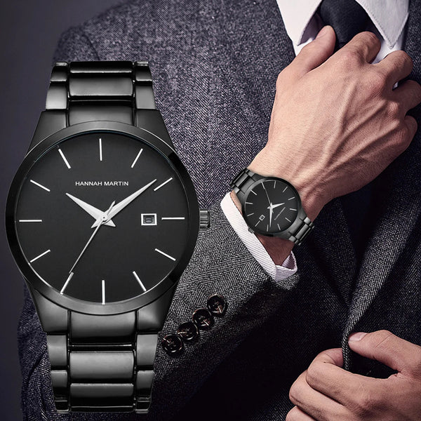 Men Watch Top Brand Luxury Calendar Stainless Steel Quartz Fashion Business Full Black Waterproof Sports Watch Relogio Masculino