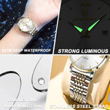 POEDAGAR Reloj de lujo para mujer, elegante, resistente al agua, luminoso, con fecha, reloj de pulsera de cuarzo para mujer, relojes de acero inoxidable dorado para mujer + caja