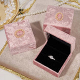 Pink Velvet Ring Box Vintage Lovely Square Shape Ring Storage Case Wedding Ring Women Gift Earrings Display