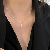 Collares colgantes de lujo de cristal coreano para mujer, gargantilla de cadena de clavícula con corazón de hada a la moda Y2k, regalo romántico lindo y simple, joyería