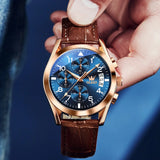 Relojes de lujo OLEVS para hombre, reloj de pulsera de cuarzo luminoso resistente al agua, reloj deportivo de cuero con fecha, reloj masculino de primera marca para hombre