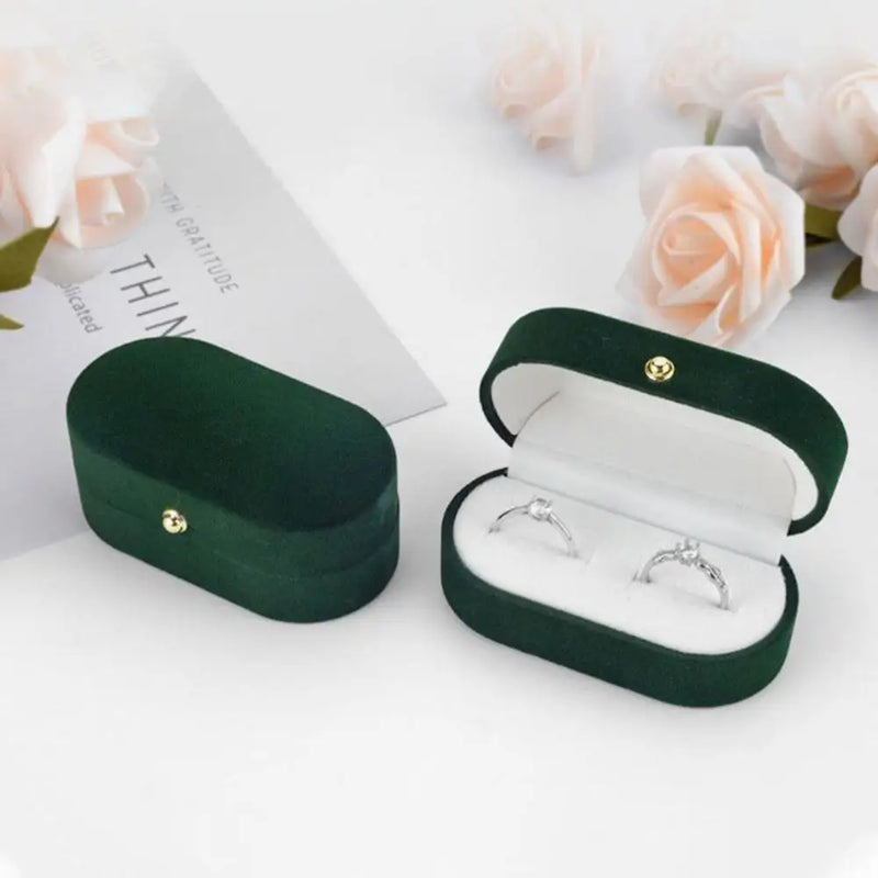 New Velvet Double Ring Box Wedding Diamond Ring Boxes Jewelry Display Organizer Proposal Engagement Ceremony Gifts Storage Cases