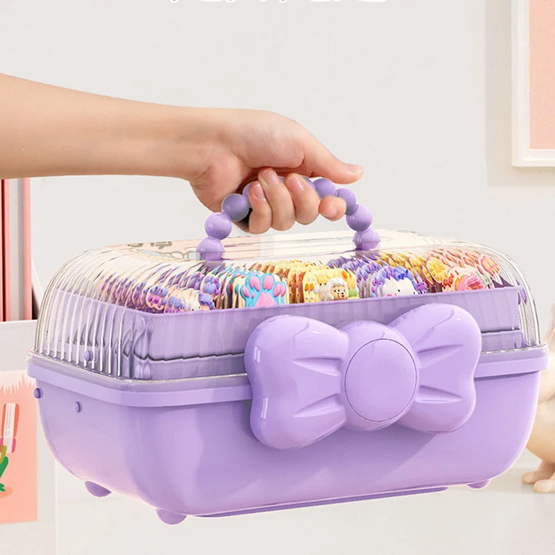 Portable Jewelry Storage Box for Bracelet Necklace Earring and Hairpin Supplies Cute Bow Multi-layer Jewelry Organizer