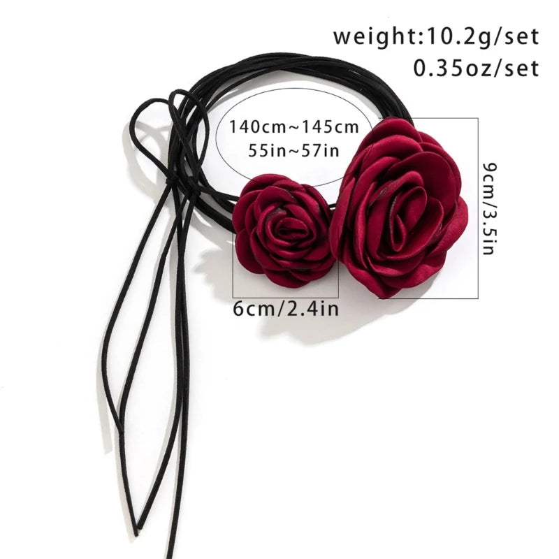 2Pcs Gothic Rose Flower Necklaces Fashion Floral Charm Choker Neckchain for Women Ladies Y2K Jewelry Gift Accessories