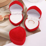 Romantic Wedding Rings Box Red Velvet Heart Shape Jewelry Boxes Engagement Ring Case Valentine's Day Jewelry Rings Gift Box