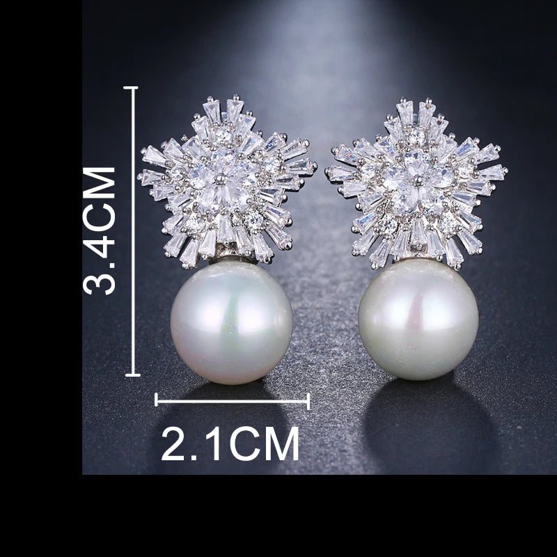 SUGU 2022 Nouvelle Arrivée Mode Classique Mignon Zircone Cubique avec Perle Boucles D'oreilles À Tige pour Jolies Filles Doux Bijoux D'anniversaire Cadeau