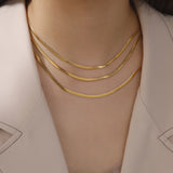 2/3/4/5mm Wide Classic Stainless Steel Flat Snake Bone Chain Necklace For Women Men Herringbone Snake Chain Clavicle Necklace