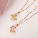 Luxury Zircon Butterfly Pendant Necklace Stainless Steel Fashion Simple Choker Jewelry Birthday Gifts For Women Girls