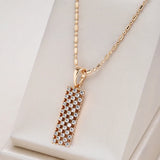 Kinel New Full Natural Zircon Square Pendant Necklace Fashion 585 Rose Gold Color Women Daily Necklace High Quality Fine Jewelry