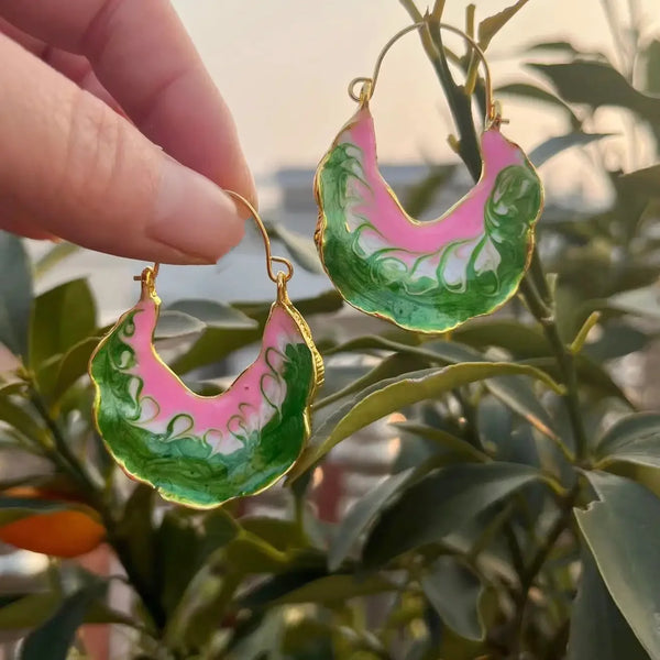 2024 New Colorful Alloy Droplet Shaped Leaf Earrings