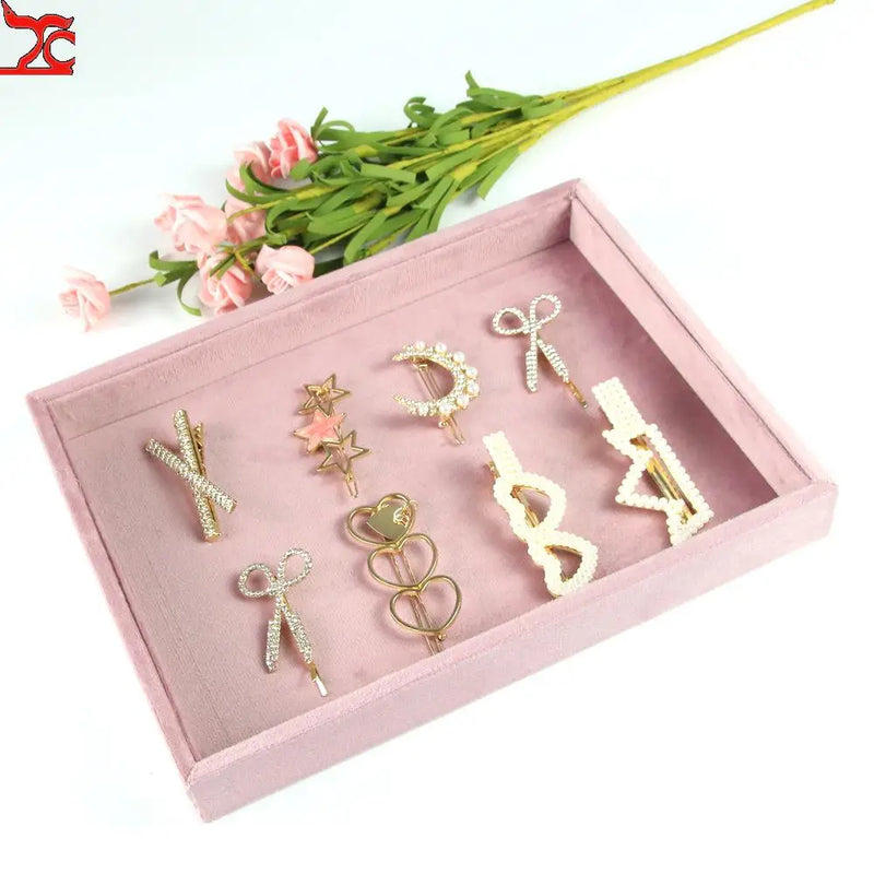 Jewelry Rack Display Pink Velvet Cloth Window Necklace RingJewelry Exhibitor Props High-End Display Props Free Combination