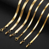 2/3/4/5mm Wide Classic Stainless Steel Flat Snake Bone Chain Necklace For Women Men Herringbone Snake Chain Clavicle Necklace