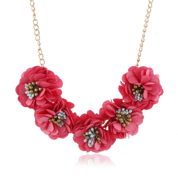 Bohemia Flower Charm Necklaces Multicolor Rose Floral Choker Collars Chain Necklace For Women Bridal Wedding Jewelry Accessories