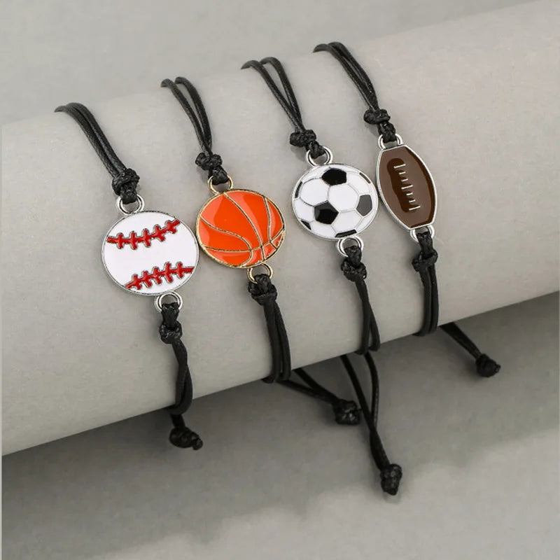 Bracelet tressé à la mode pour le football, le basket-ball, le baseball, corde de poignet réglable, unisexe, pour couple, pour étudiants, match sportif, souvenir