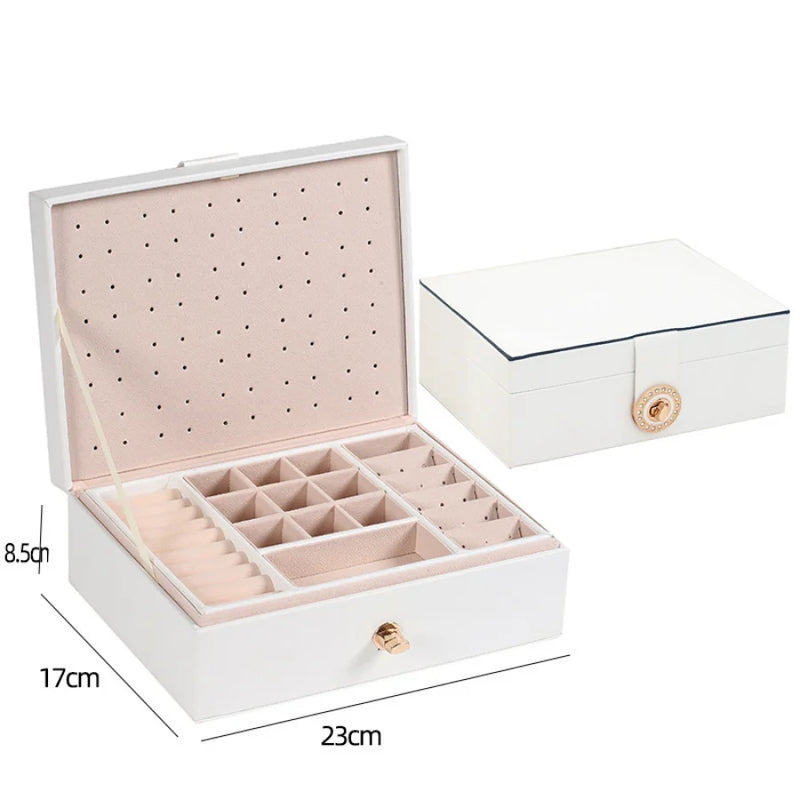 1Pcs Lady PU Leather Jewelry Box Storage Ring Display Case Portable Jewelry Organizer for Necklaces Joyeros Organizador De Joyas