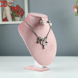 Jewelry Rack Display Pink Velvet Cloth Window Necklace RingJewelry Exhibitor Props High-End Display Props Free Combination