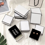 12pack White Black Cardboard Jewelry Box Earings Rings Necklace Storage Boxes 7x9x3cm Kraft Paper Travel Wedding Gift Dust Case