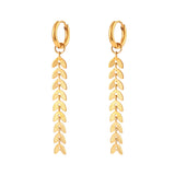 2022 Elegant Leaf Fringe Drop Earrings 18K Gold Plated Fishtail Shape Long Earrings for Women Ladies Daily Jewelry Accessories