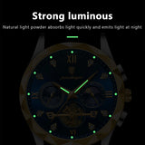 POEDAGAR Reloj de pulsera de lujo para hombre, resistente al agua, luminoso, cronógrafo, de acero inoxidable, de cuarzo, para hombre